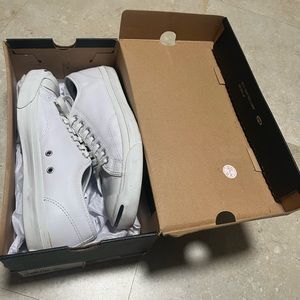 Converse Jack Purcell White Leather UNISEX LOW TOP SHOE Men’s 9.5 Women’s 11